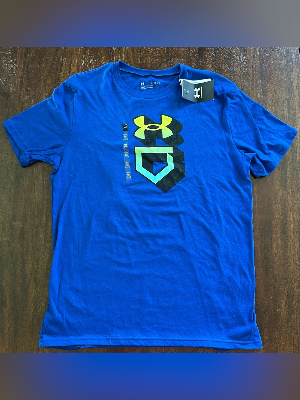 Under Armour Boys YXL Baseball Graphic T-Shirt NWT Blue/Green